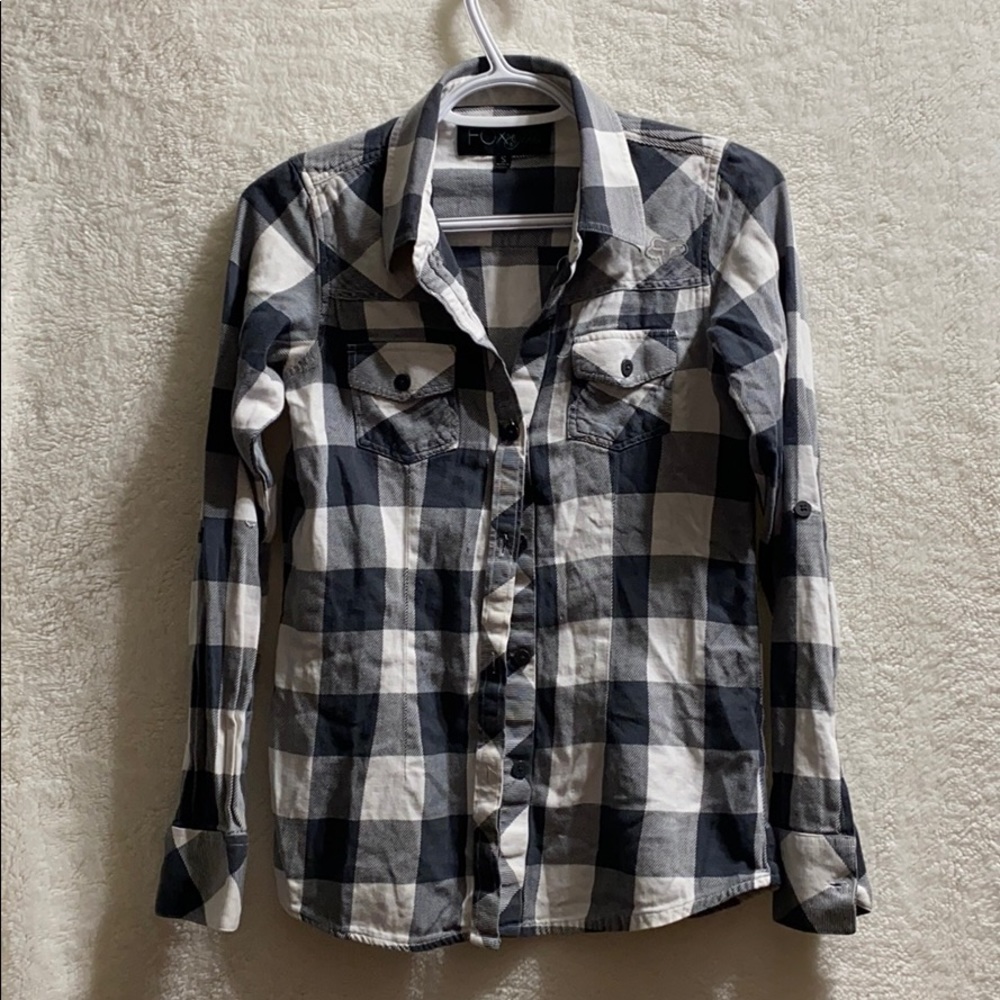 Fox Girls Long Sleeve Button Up Shirt Size Small